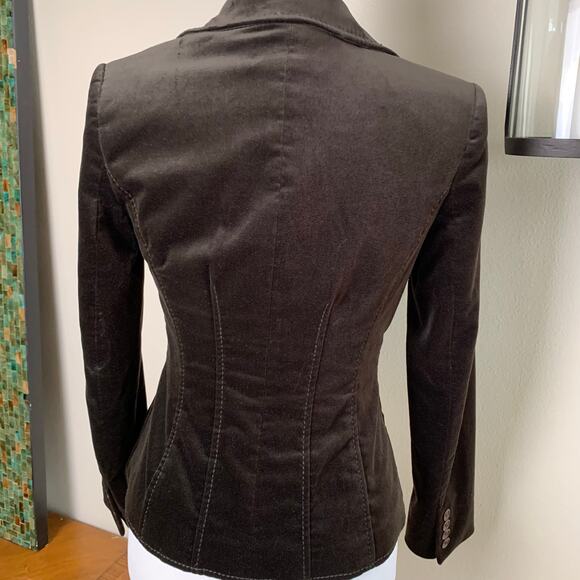 Vintage Petite Size 2P Blazer Jacket Brown Velvet Two Button Fall Holiday Retro - Picture 6 of 7
